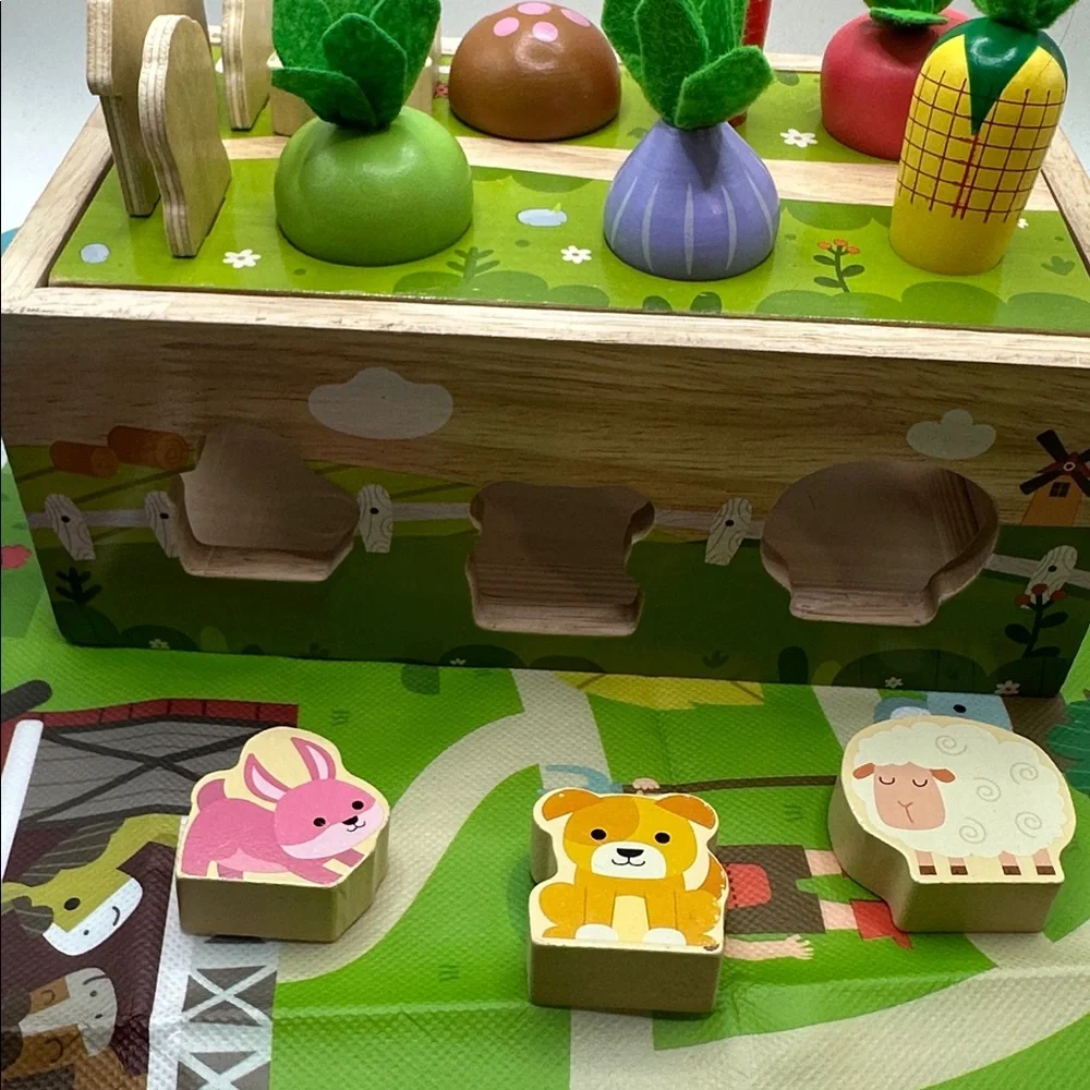 Montessori farm animal shape sorter toy.